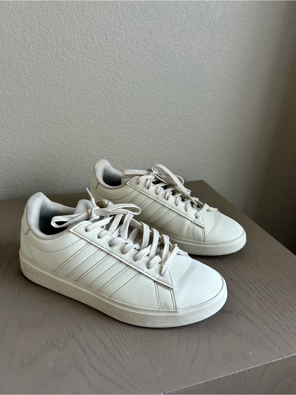 adidas Men's Off-White Low-Top Sneakers with Three Stripes